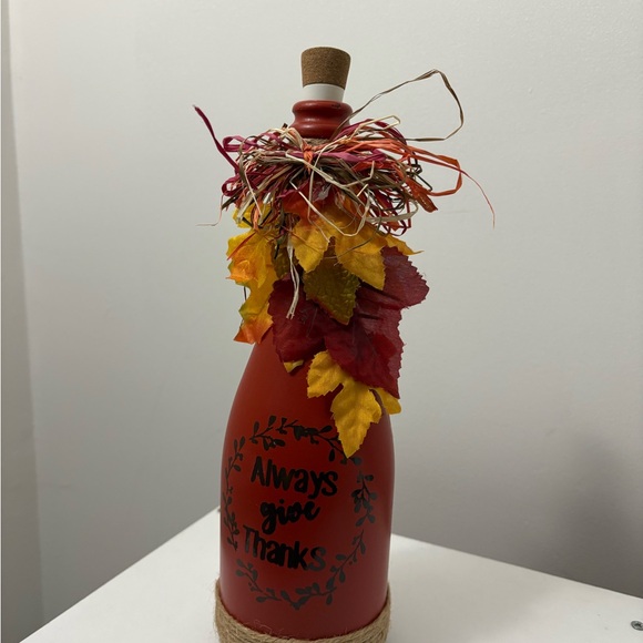 Decorative Fall festive wine bottle with Autumn leaves - Picture 1 of 3